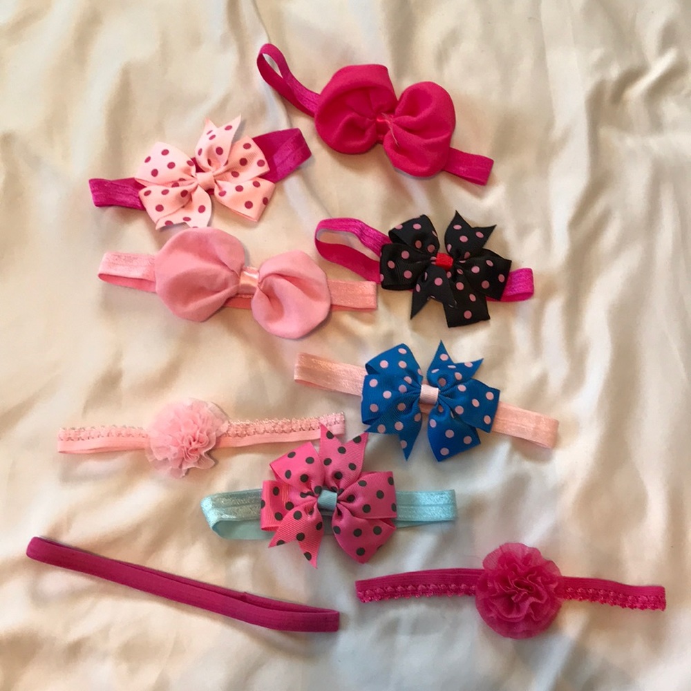 Lot of pink baby headbands